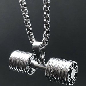 Necklace LARGE Dumbbell Barbell Pendant Chain